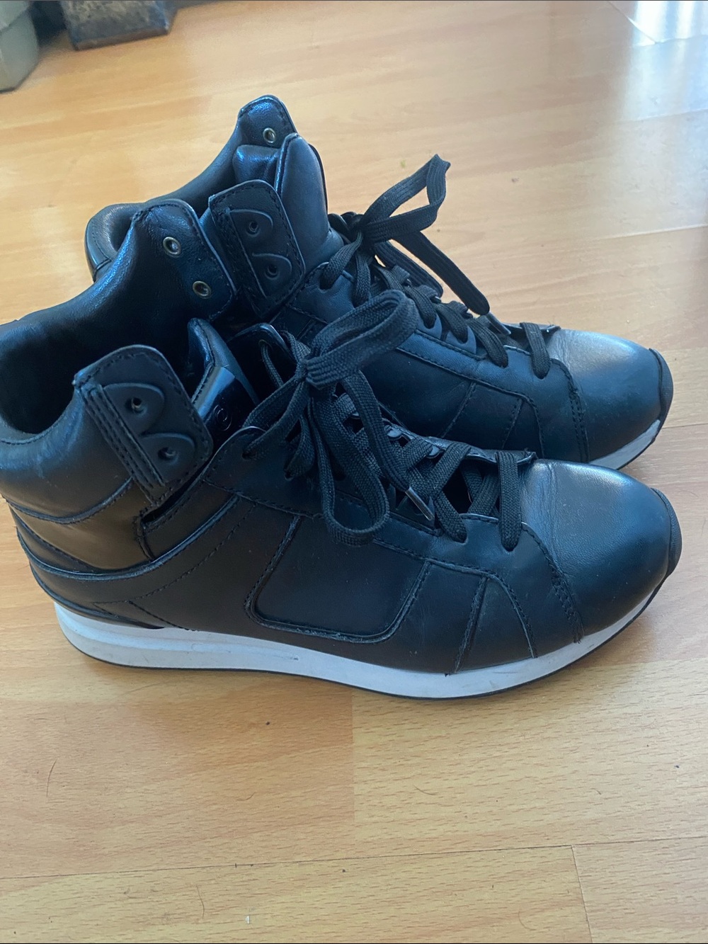 3.1 Phillip Lim Black High-Top Leather Sneakers size 38